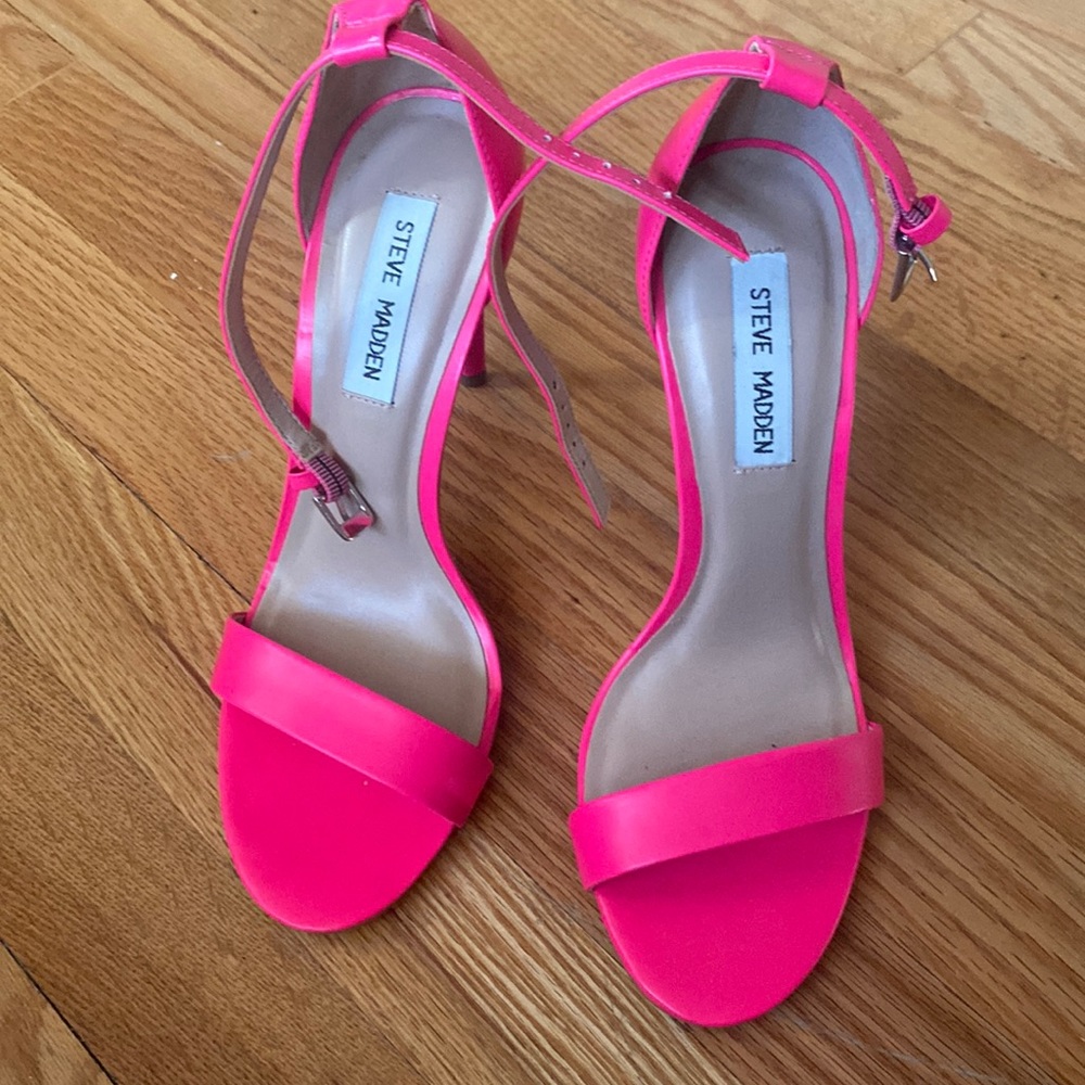 Hot pink ankle strap sandals